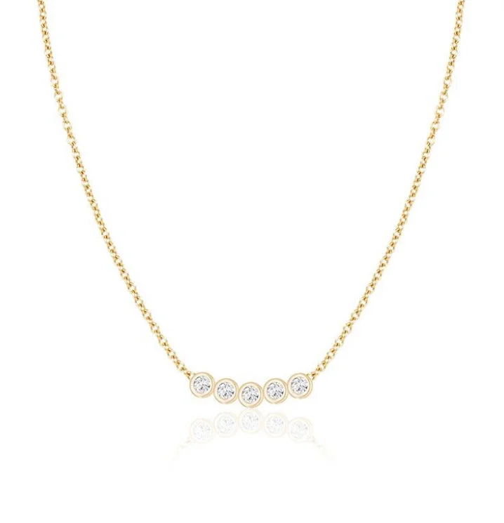 Holiday Jewelry Sale – Perfect Gifts At Great Prices Five Horizontal Diamond Necklace Yellow Gold