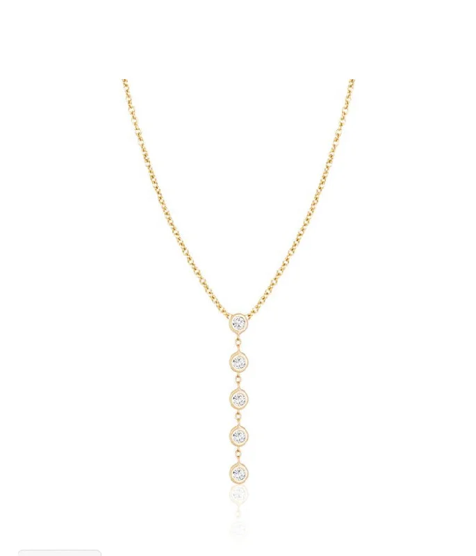 Personalized Jewelry At Special Discount Rates Five Vertical Diamond Necklace Yellow Gold