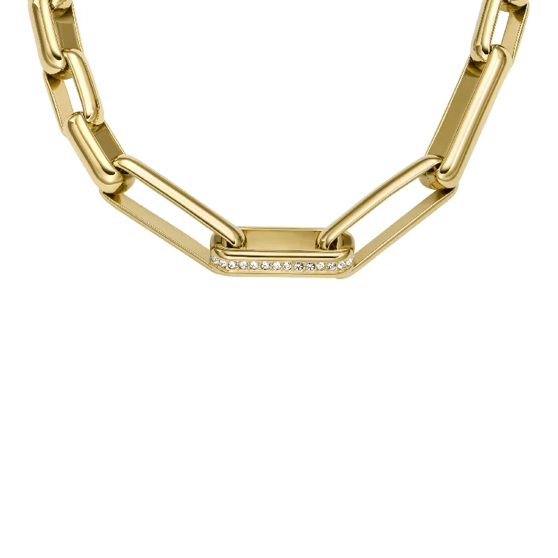 Jewelry Deals That Outshine The Rest Fossil Women's Archival Glitz Gold-Tone Brass Chain Necklace