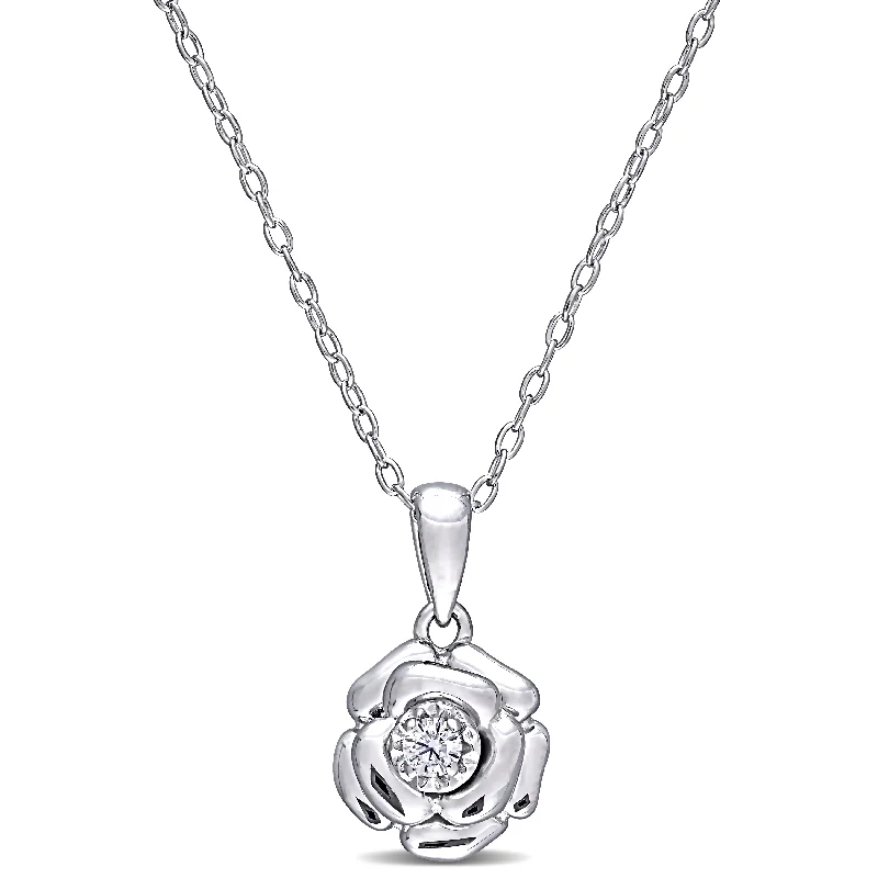 Don't Miss Out On Bestselling Jewelry At Special Prices Mimi & Max Diamond Flower Pendant with Chain in Sterling Silver