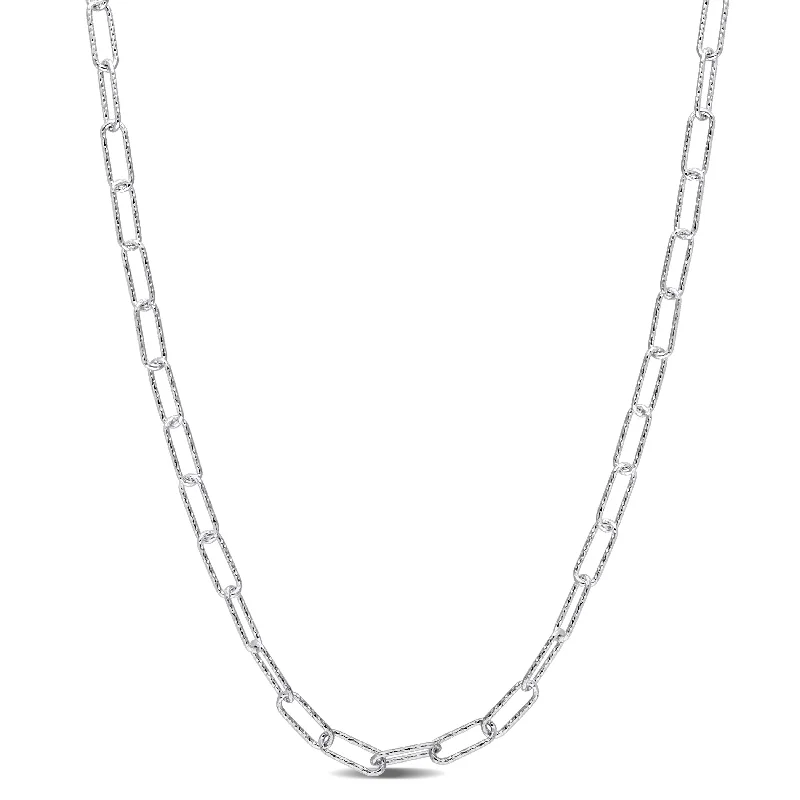 Luxury Handcrafted Jewelry For Elegant Looks Mimi & Max Fancy Paperclip Chain Necklace in Sterling Silver - 16 in