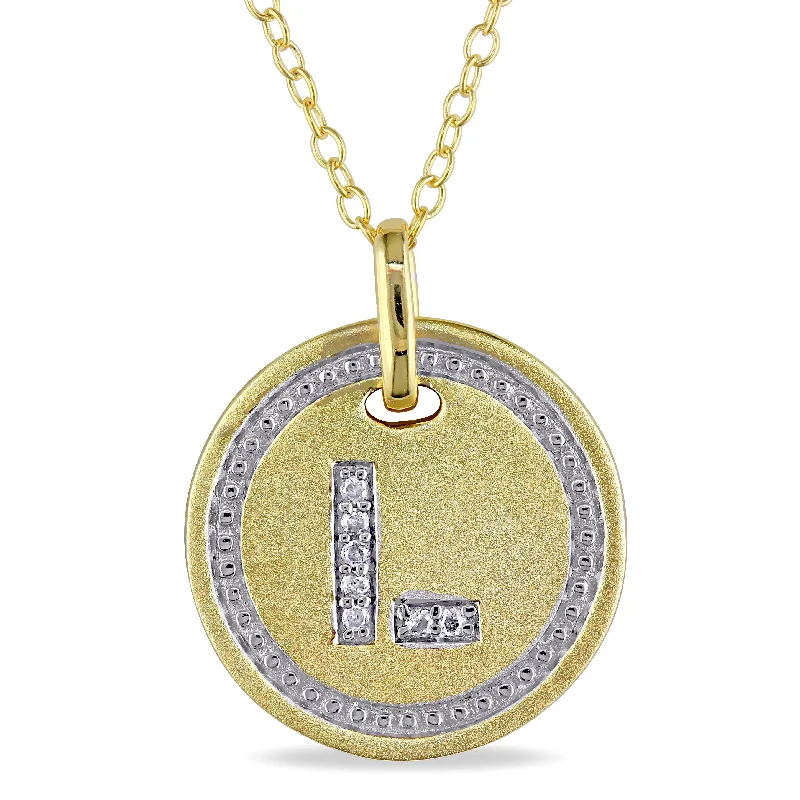 Limited-Stock Jewelry Sale – Once It's Gone, It's Gone Mimi & Max L Initial Diamond Accent Pendant with Chain in Yellow Plated Sterling Silver