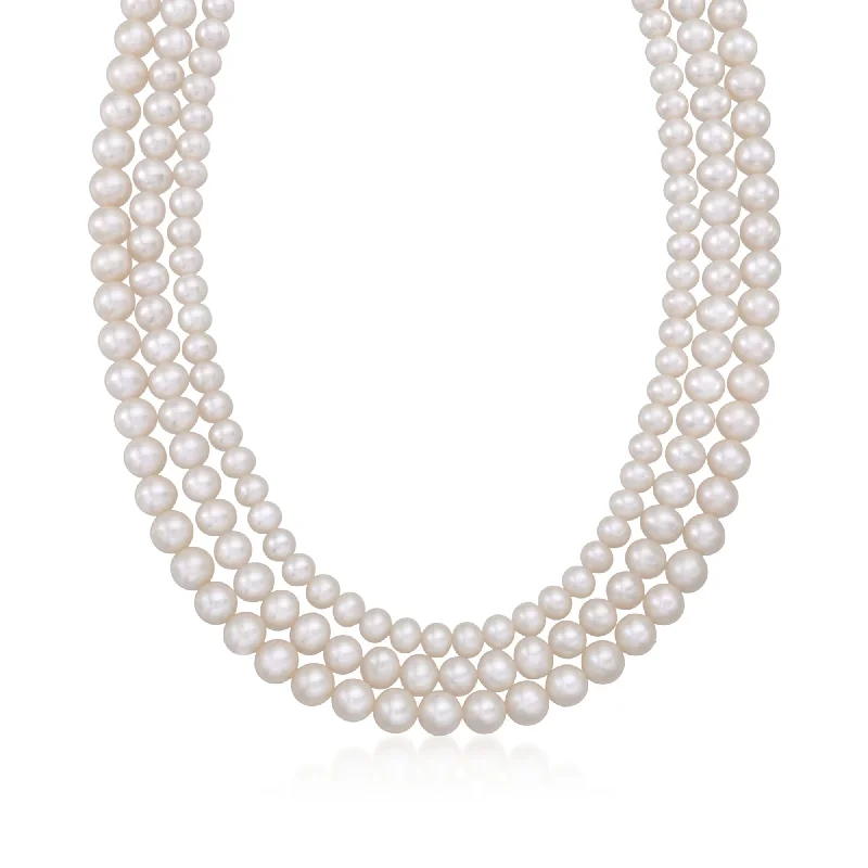 Fine Jewelry, Limited-Time Offers Available Ross-Simons 5-8mm Cultured Pearl 3-Strand Necklace With Sterling Silver