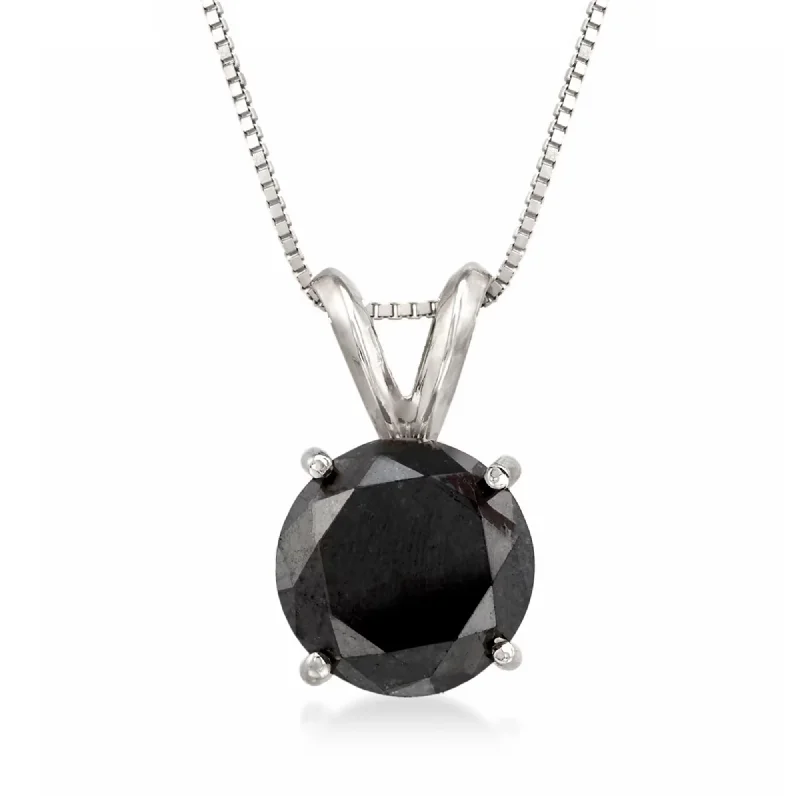 Jewelry Deals That Sparkle – Shop Today Ross-Simons Black Diamond Solitaire Necklace in 14kt White Gold