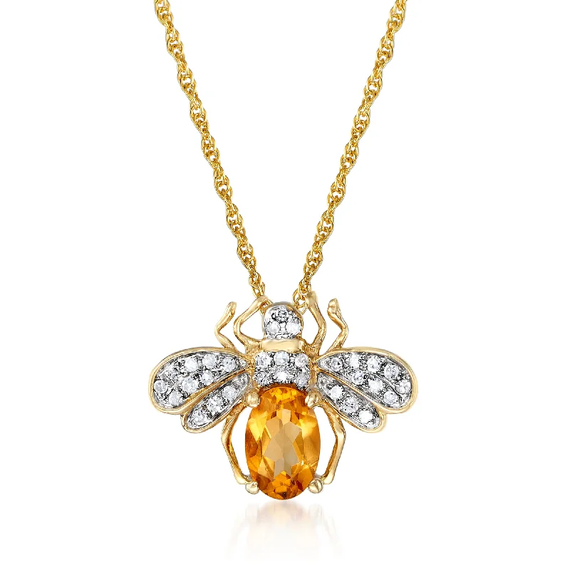 The Perfect Accessory For Less – Jewelry Sale Live Ross-Simons Citrine and . Diamond Bee Pendant Necklace in 14kt Yellow Gold