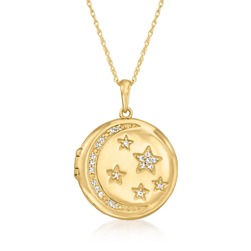 Jewelry Deals That Sparkle – Shop Today Ross-Simons Diamond Celestial Locket Necklace in 14kt Yellow Gold