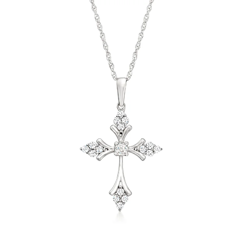 The Perfect Accessory For Less – Jewelry Sale Live Ross-Simons Diamond Cross Pendant Necklace in 14kt White Gold