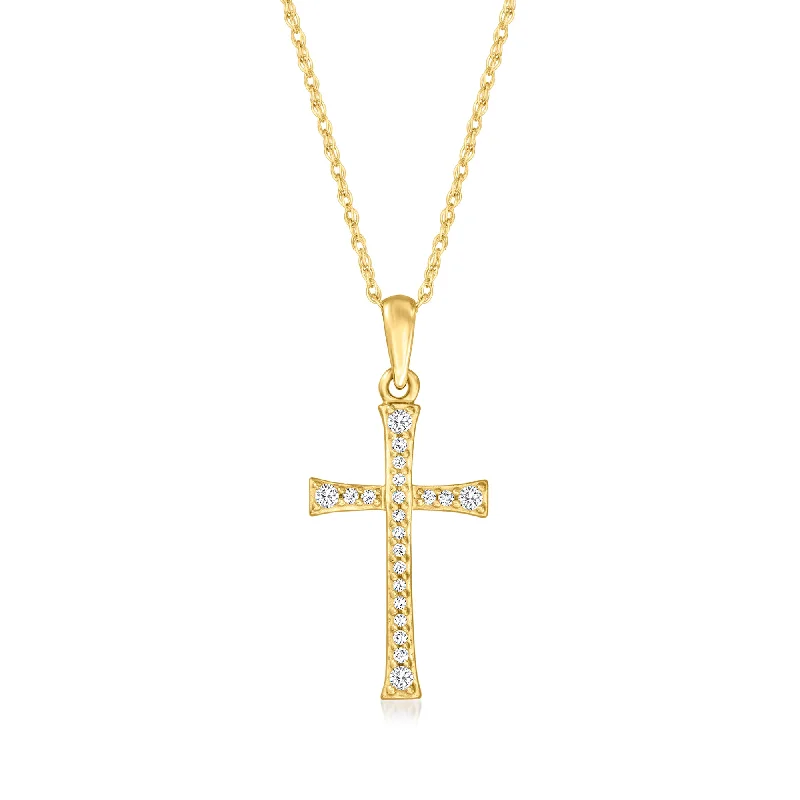 Versatile Layering Jewelry For Effortless Chic Ross-Simons Diamond Cross Pendant Necklace in 14kt Yellow Gold