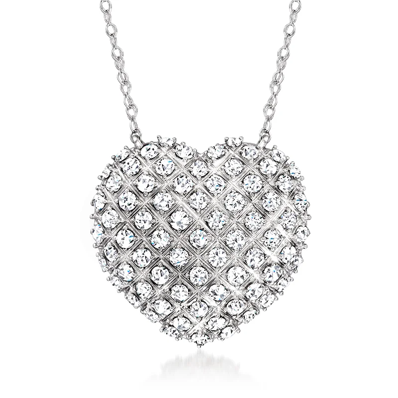 The Perfect Jewelry Piece At The Perfect Discount Ross-Simons Diamond Domed Heart Necklace in Sterling Silver
