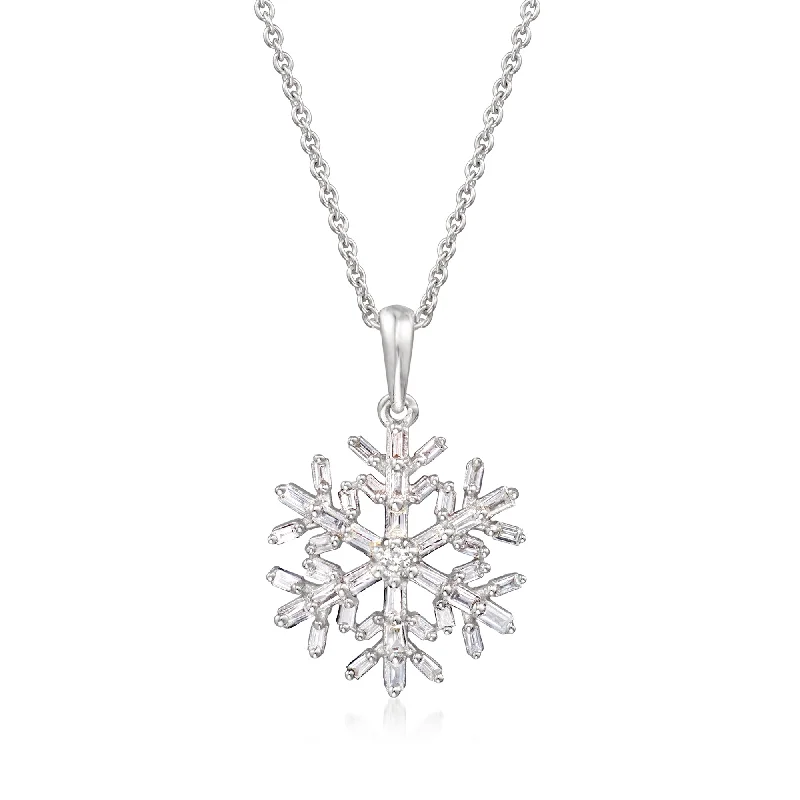 Limited-Time Offer On Elegant Jewelry Pieces Ross-Simons Diamond Snowflake Pendant Necklace in Sterling Silver