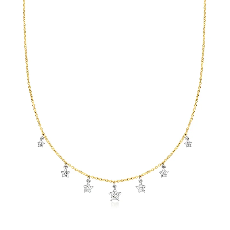 Jewelry Sale – Exclusive Styles At Lower Prices Ross-Simons Diamond Star Drop Necklace in 2-Tone Sterling Silver