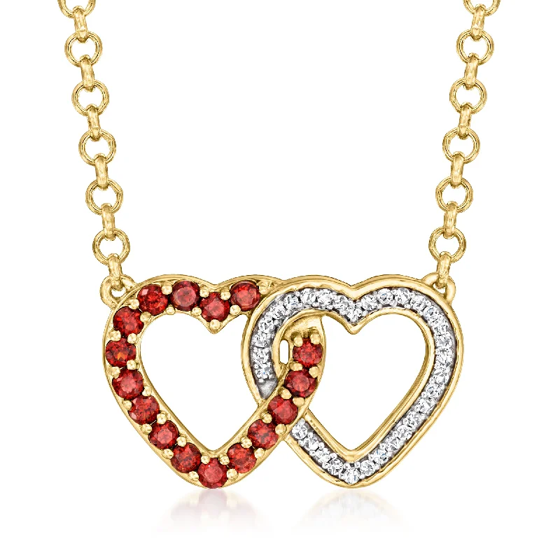 Premium Diamond Jewelry For Unforgettable Moments Ross-Simons Garnet and . Diamond Double-Heart Necklace in 18kt Gold Over Sterling