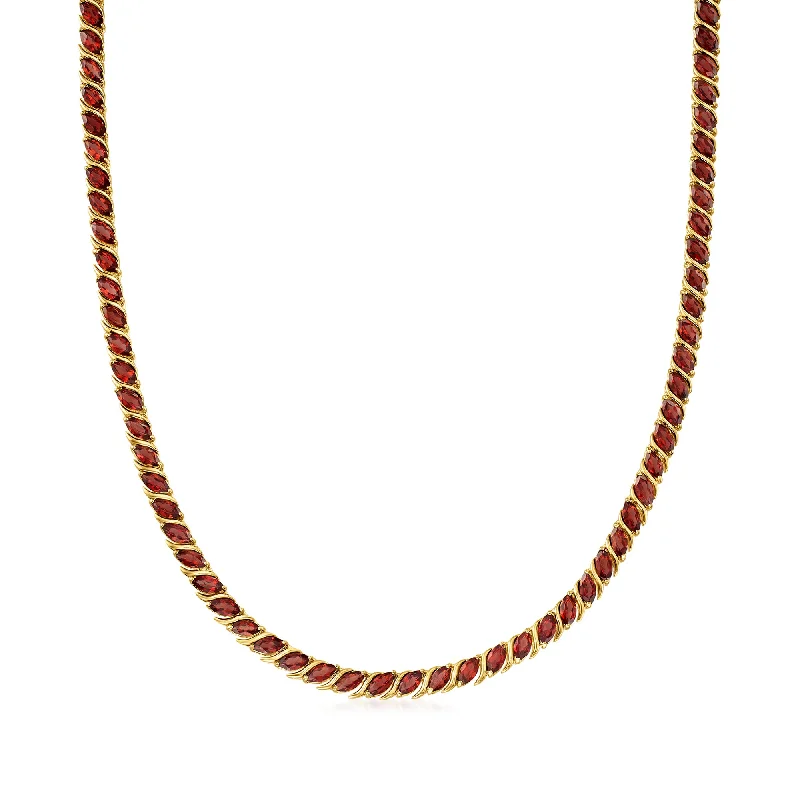 Dainty Floral Jewelry For Feminine Elegance Ross-Simons Garnet Tennis Necklace in 18kt Yellow Gold Over Sterling Silver