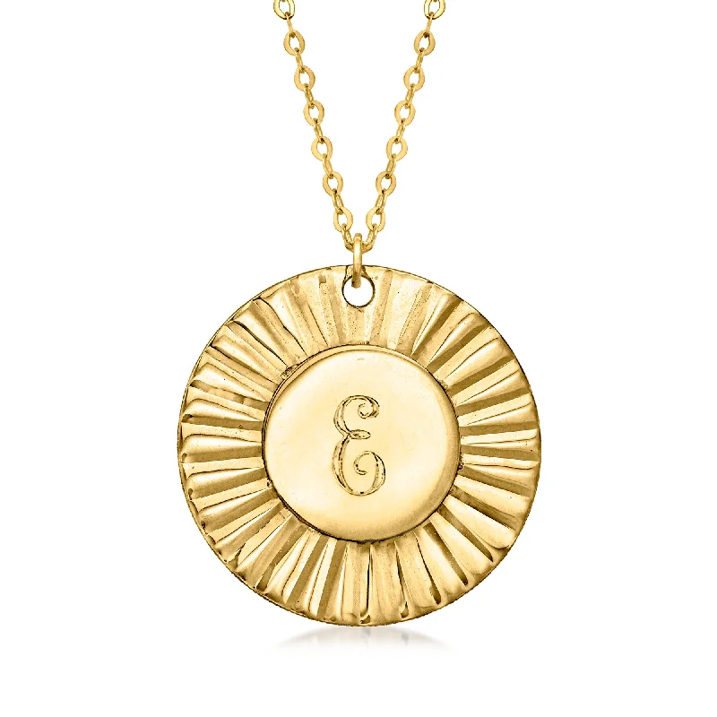 Chic And Stylish Jewelry At Exclusive Prices Ross-Simons Italian 14kt Yellow Gold Personalized Faceted Medallion Pendant Necklace