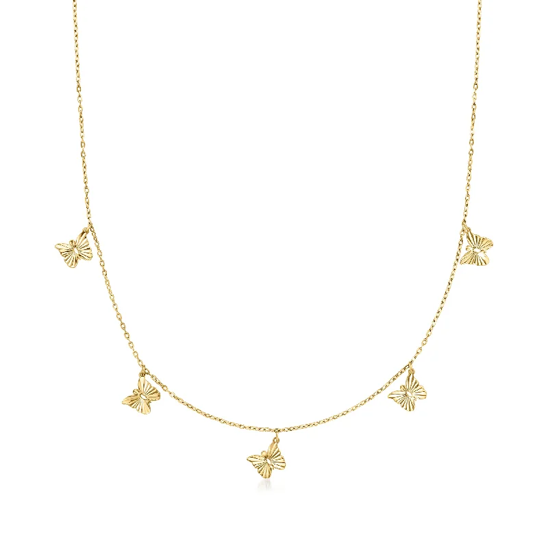 Get The Jewelry You Love At A Price You Love Ross-Simons Italian 18kt Yellow Gold Butterfly Station Necklace