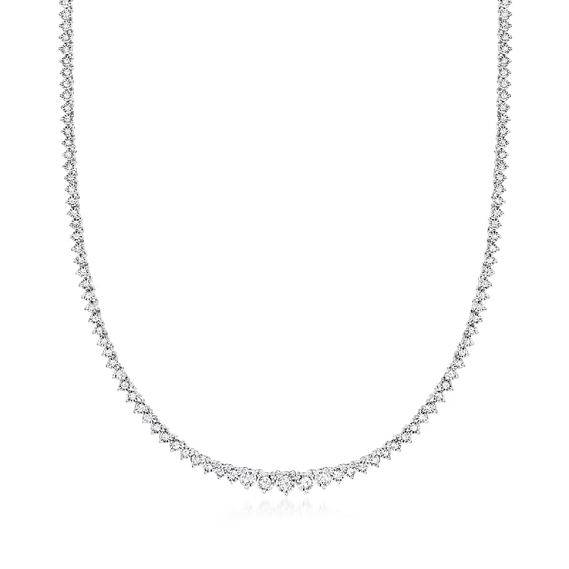 Romantic Heart-Shaped Jewelry For Special Gifts Ross-Simons Lab-Grown Diamond Graduated Tennis Necklace in Sterling Silver