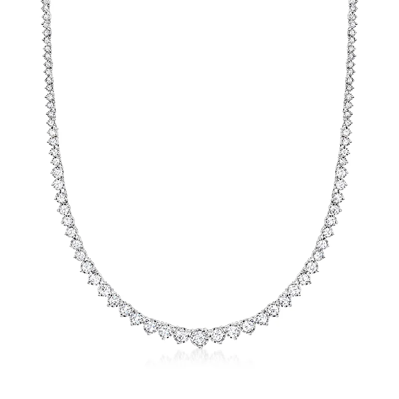 Timeless Elegance At Unbelievable Discounts Ross-Simons Lab-Grown Diamond Graduated Tennis Necklace in Sterling Silver