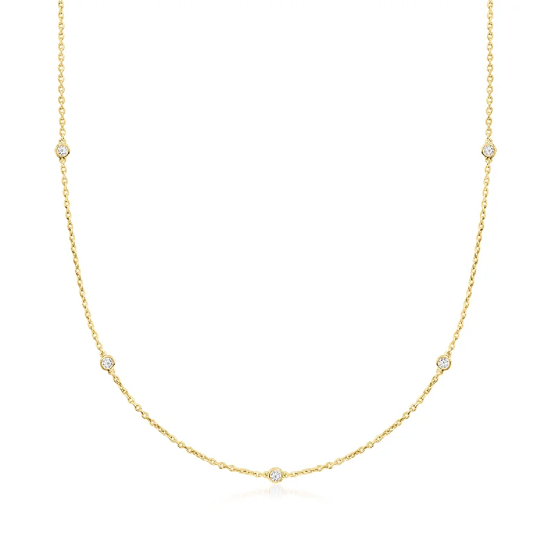 Shop Elegant Jewelry At Unbeatable Prices Ross-Simons Lab-Grown Diamond Station Necklace in 18kt Gold Over Sterling