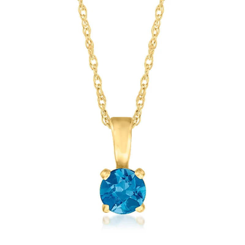 Affordable Glamour – Premium Jewelry For Less Ross-Simons London Blue Topaz Pendant Necklace in 14kt Yellow Gold. 16 inches