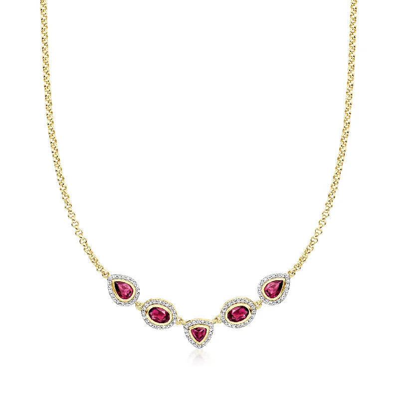 Timeless Jewelry At Special Discount Rates Ross-Simons Rhodolite Garnet and . White Zircon Necklace in 18kt Gold Over Sterling