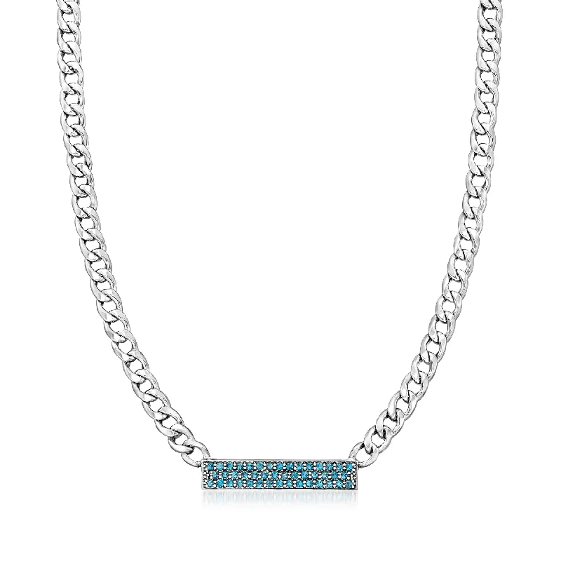 Limited-Stock Jewelry Sale – Once It's Gone, It's Gone Ross-Simons Sky Blue Topaz Curb-Link Bar Necklace in Sterling Silver