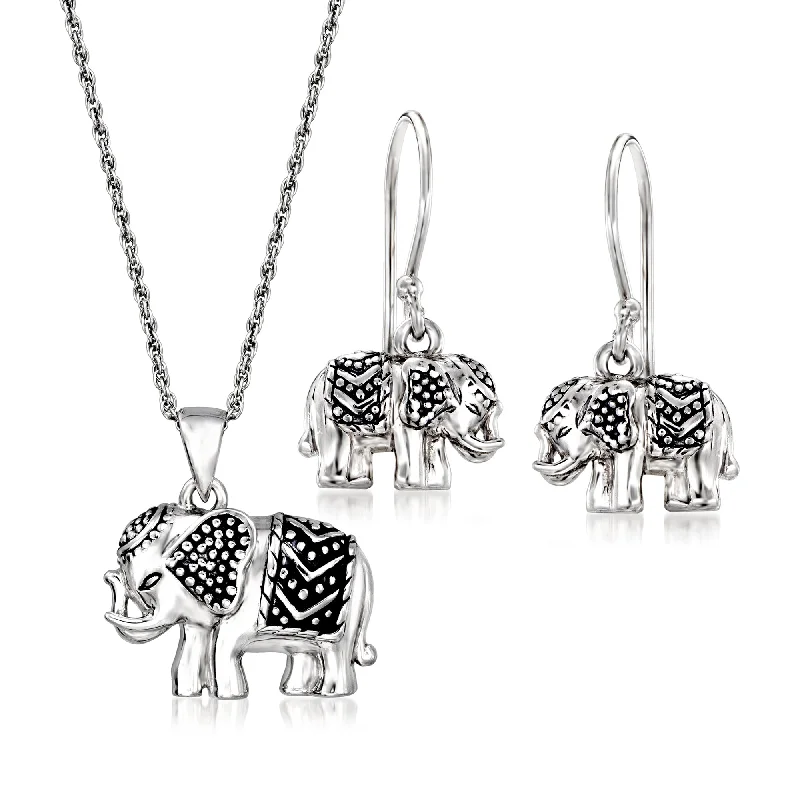 Unlock Unbeatable Jewelry Deals Before They’Re Gone Ross-Simons Sterling Silver Elephant Jewelry Set: Drop Earrings and Pendant Necklace