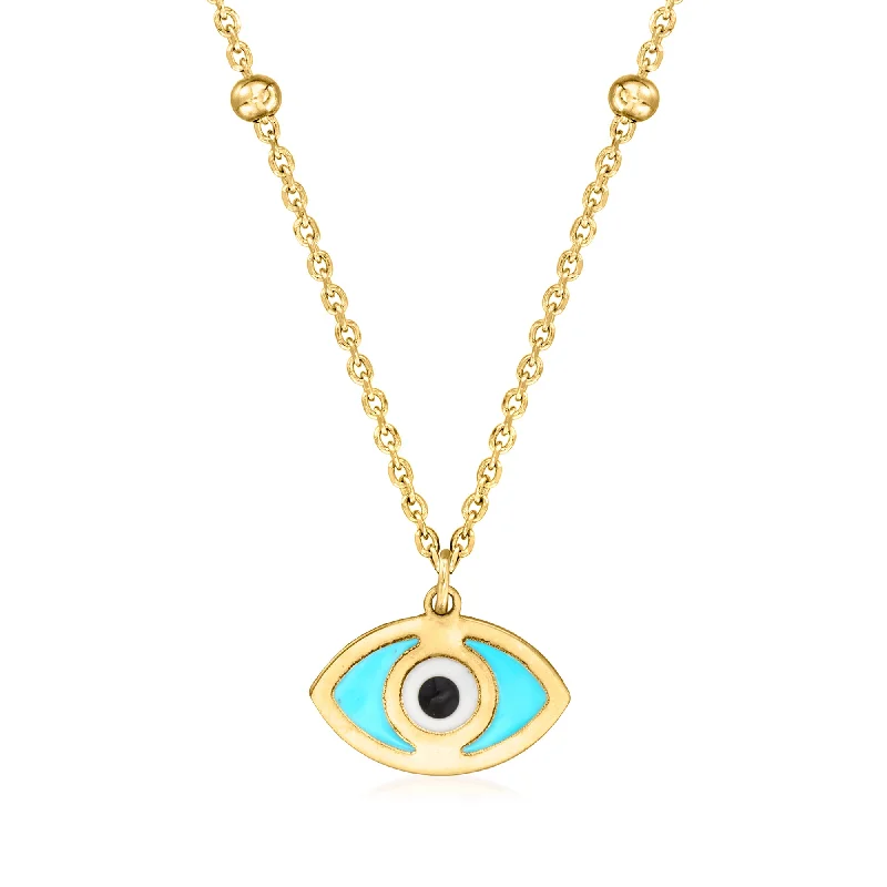 Luxury Jewelry Clearance – Shop Premium Styles Now RS Pure by Ross-Simons Italian 14kt Yellow Gold Evil Eye Necklace With Multicolored Enamel