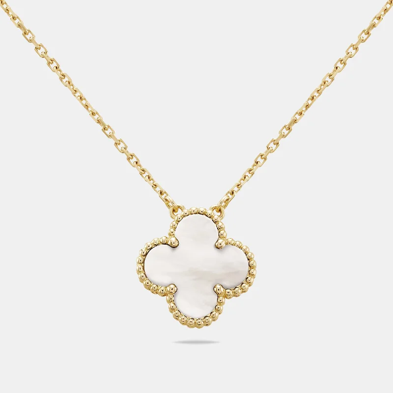 Premium Jewelry Now Available At Special Discounts Van Cleef & Arpels Vintage Alhambra Mother Of Pearl 18K Yellow Gold Necklace