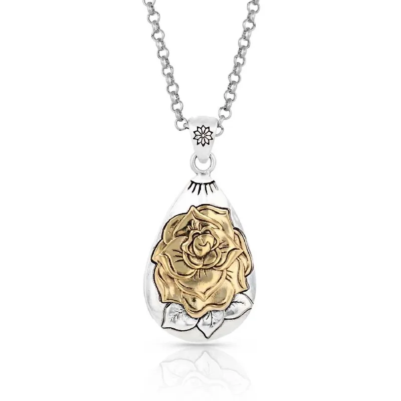 Personalized Jewelry Sale – Unique Pieces At Great Prices Women's Emerging Rose Teardrop Necklace In Silver/gold