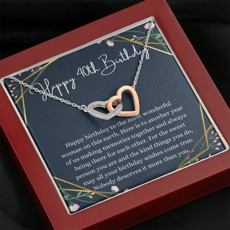 High-Quality Gemstone Jewelry For Special Occasions 40th Birthday Necklace Interlocking Hearts 40th Birthday For Her Gift Fortieth For Women Friend 40th Birthday