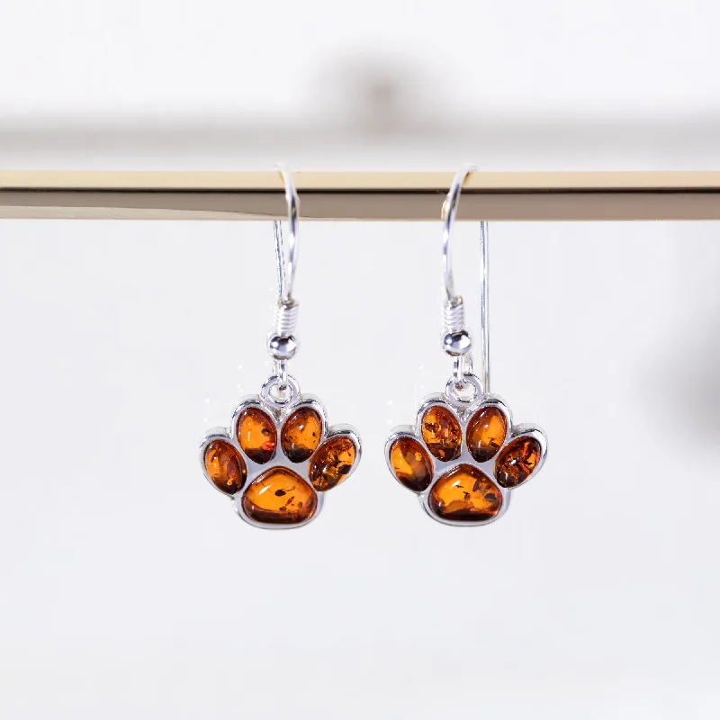 Grab Your Dream Jewelry At The Lowest Prices Sterling & Amber Paw Print Earrings