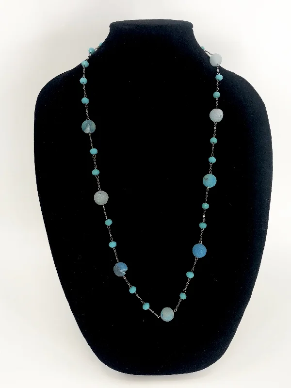 Versatile Layering Jewelry For Effortless Chic Aqua Druzy Necklace