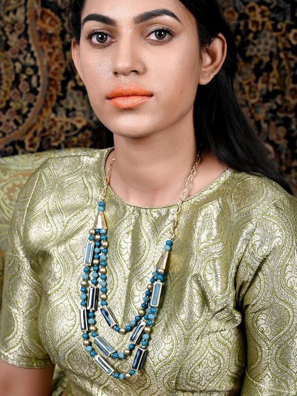Jewelry Flash Sale – Stylish Designs At Unbeatable Rates Odette Women Blue-Gold Porcelain Beaded Necklace