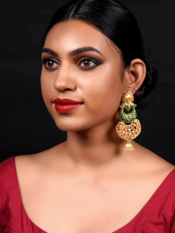 Luxury Jewelry Sale – Sparkle For Less Odette Women Gold Tone Green Enameled Dangle Earrings