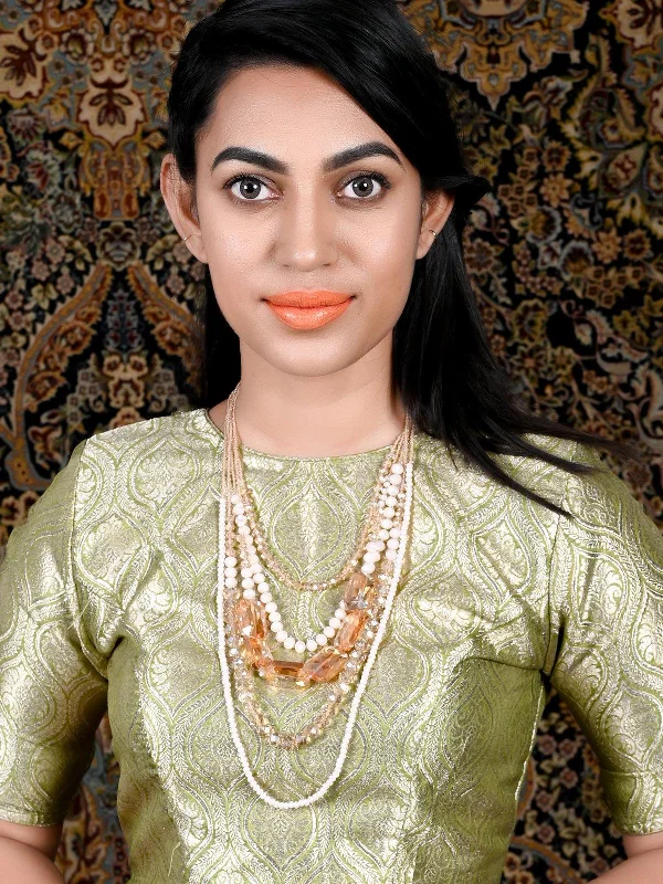 Elevate Your Outfit With Discounted Statement Jewelry Odette Women Golden Rhine Stone Layered Cute Necklace
