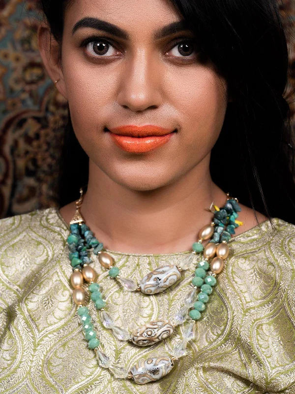 Your Perfect Accessory Now At The Best Price Odette Women Layered Sea Green Crystal Necklace
