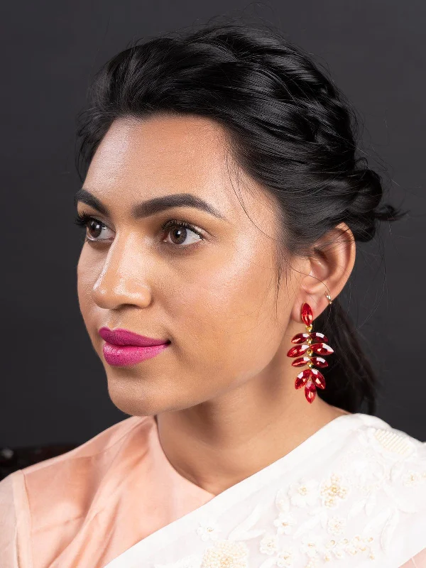 High-End Sparkle, Low-End Prices – Jewelry Sale Live Odette Women Leafy Red Bright Dangle Earrings