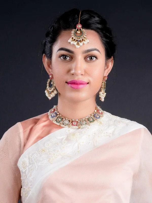 Limited-Stock Jewelry Sale – Shop Before It's Gone Odette Women Multicolor Traditional Rhine Stone Necklace Set