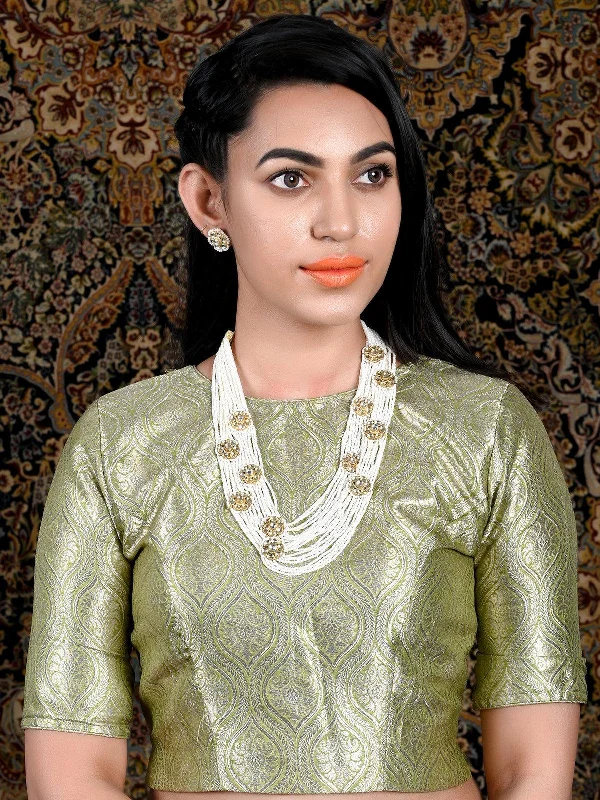Personalized Jewelry At Special Discount Rates Odette Women Multistring Gorgeous White Pearl-Kundan Necklace Set