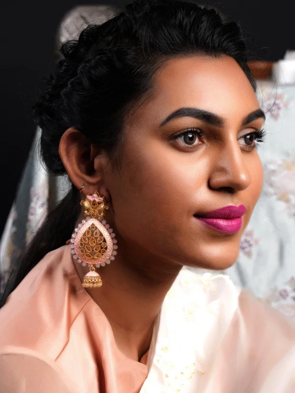 Exclusive Online Discounts On Stylish Jewelry Odette Women Pink Enameled Leafy Dangle Earrings