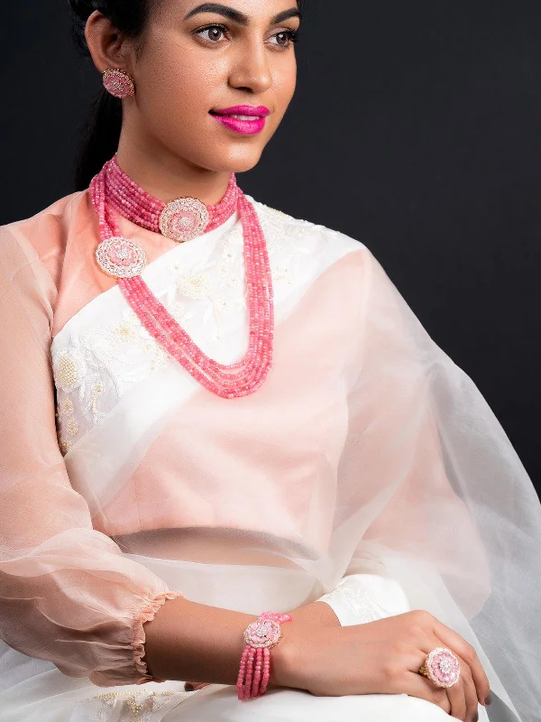 Celebrate Every Occasion With Sparkling Savings Odette Women Pink Onyx Choker With Necklace Set