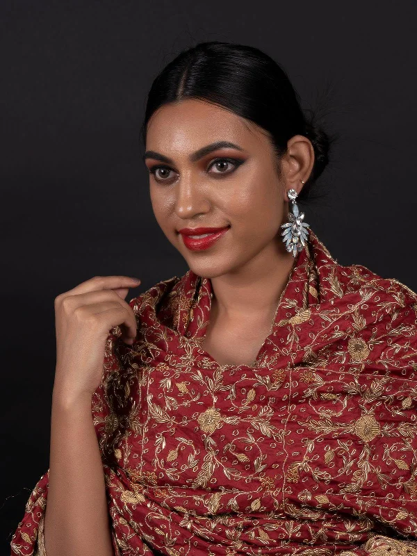 Customized Silver Jewelry For Unique Style Odette Women Silver Leafy Dangle Earrings At