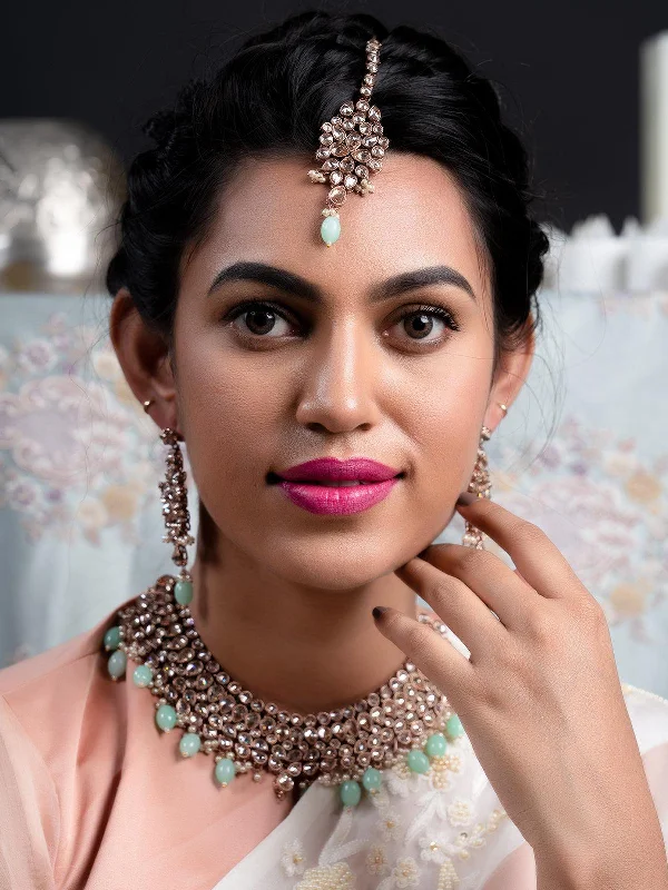 Unmissable Deals On Handmade Jewelry Collections Odette Women Supple Clear Stone-Green Mani Copper Tone Necklace Set