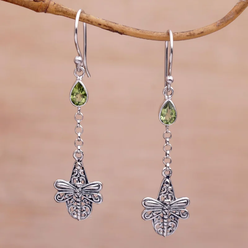 Get The Jewelry You Love At A Price You Love Dragonfly Altar Handmade 925 Sterling Silver Peridot Dragonfly Earrings