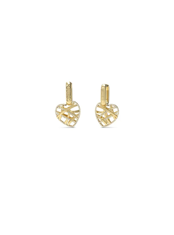 Limited Stock On Premium Jewelry At Low Prices Gold Crystal Heart Cage Earrings