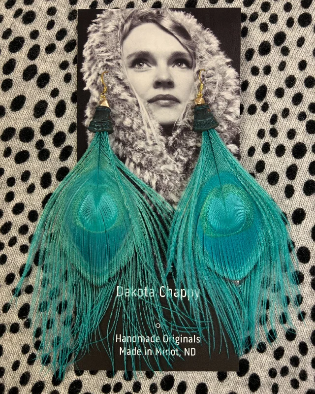 Waterproof Stainless Steel Jewelry For Lasting Beauty Handmade Genuine Peacock Feather Earrings