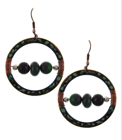 Discounted Luxury Jewelry – Shine Without The Splurge Patina Metal Stone Dangle Earring Set