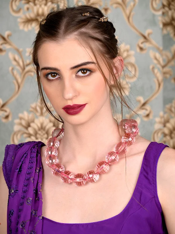 Affordable Glamour – Premium Jewelry For Less Odette Women Pink Big Beads Necklace