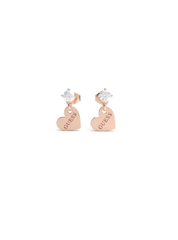 Get The Best Deals On Timeless Jewelry Pieces Rose Gold Crystal Heart Logo Earrings