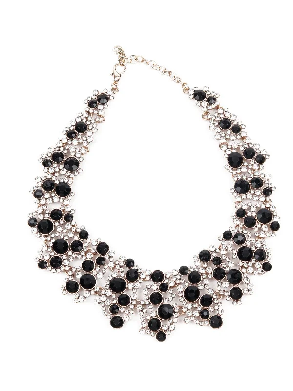 High-End Jewelry, Now More Affordable Than Ever Odette Women Sparkling Stones Black And White Choker Neck Piece